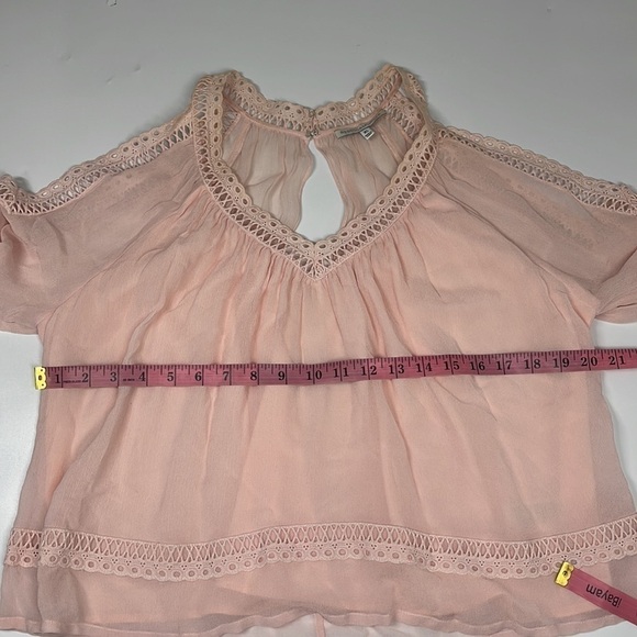 Rebecca Minkoff Deneuve Cold Shoulder V-Neck Blouse Top Pink Size XS - Picture 9 of 11